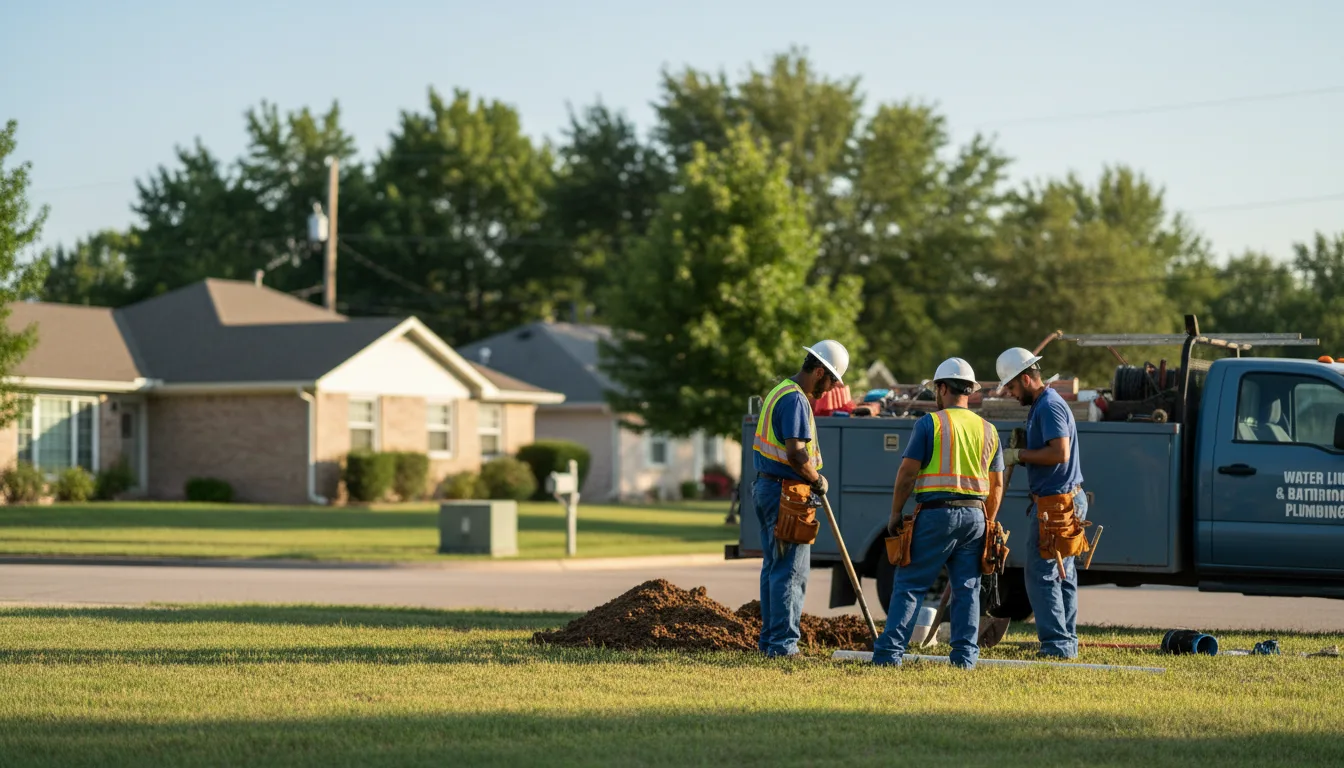 Residential water line and bathroom plumbing service in Perry, OK